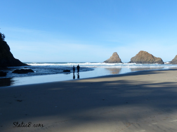 Mom and Brother walking on the beach