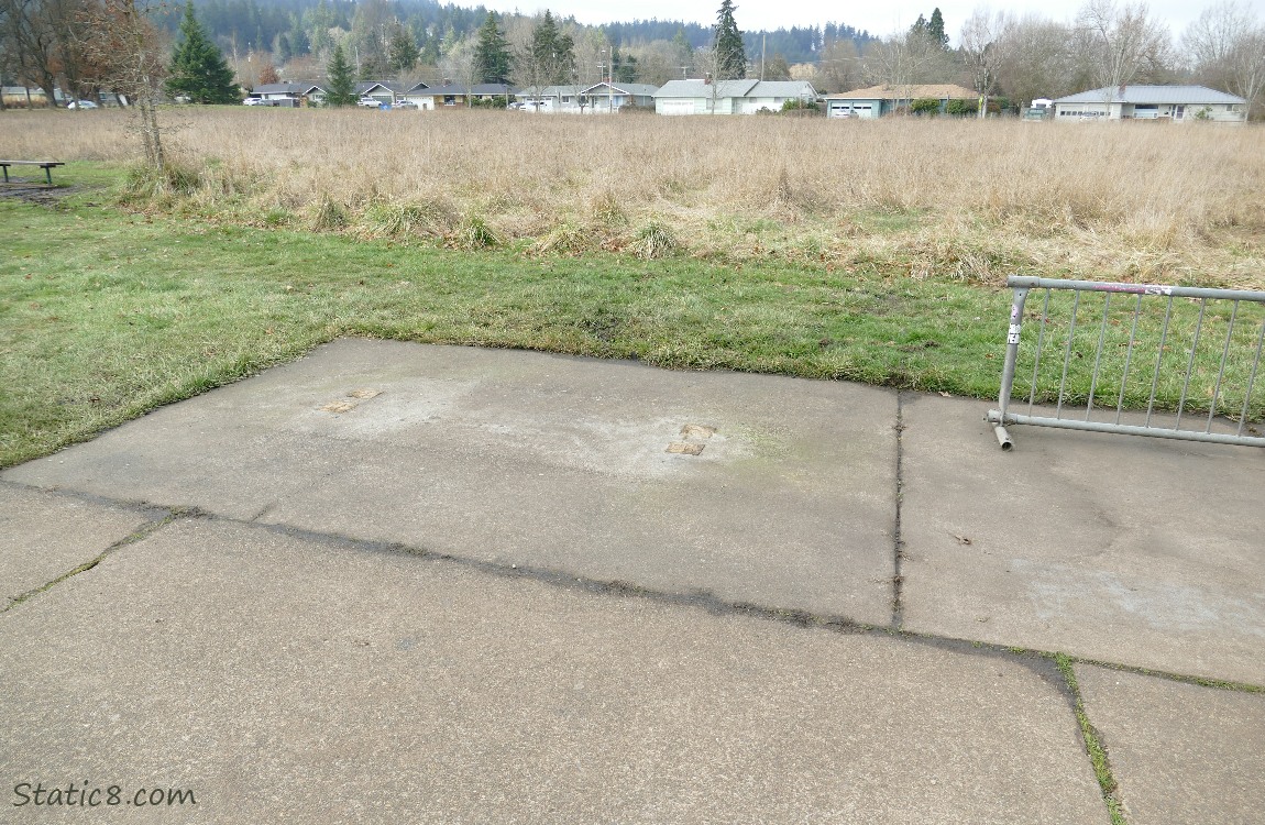 Sidewalk where a kiosk used to me