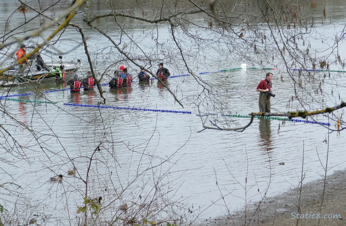 Dive team and photographer waiting in the water