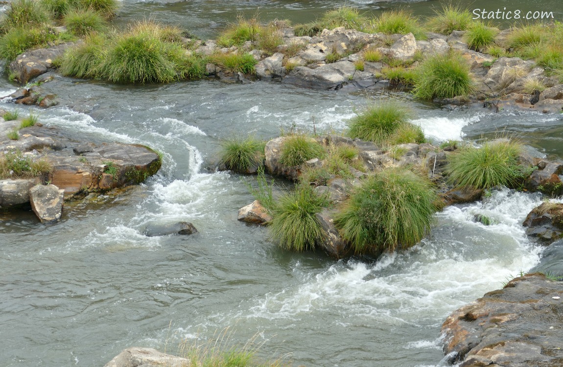 River water going over rocks