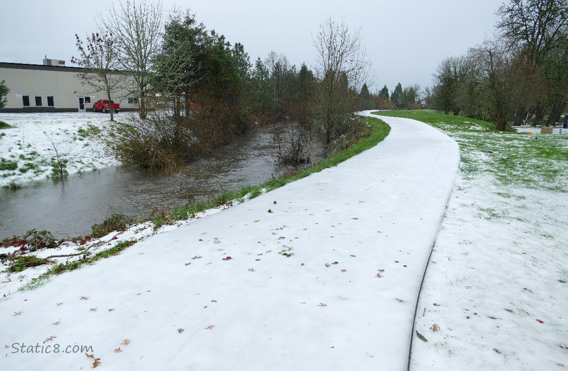 Bike path next to a creek