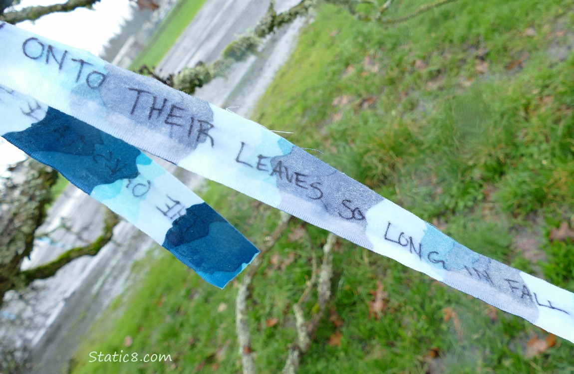 Blue stream with writing on it