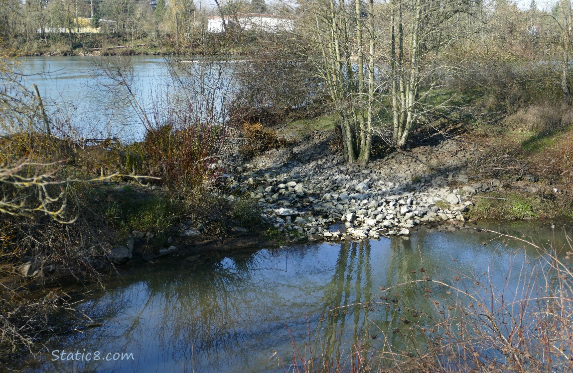 Water coming thru the spillover from the river to the ponds