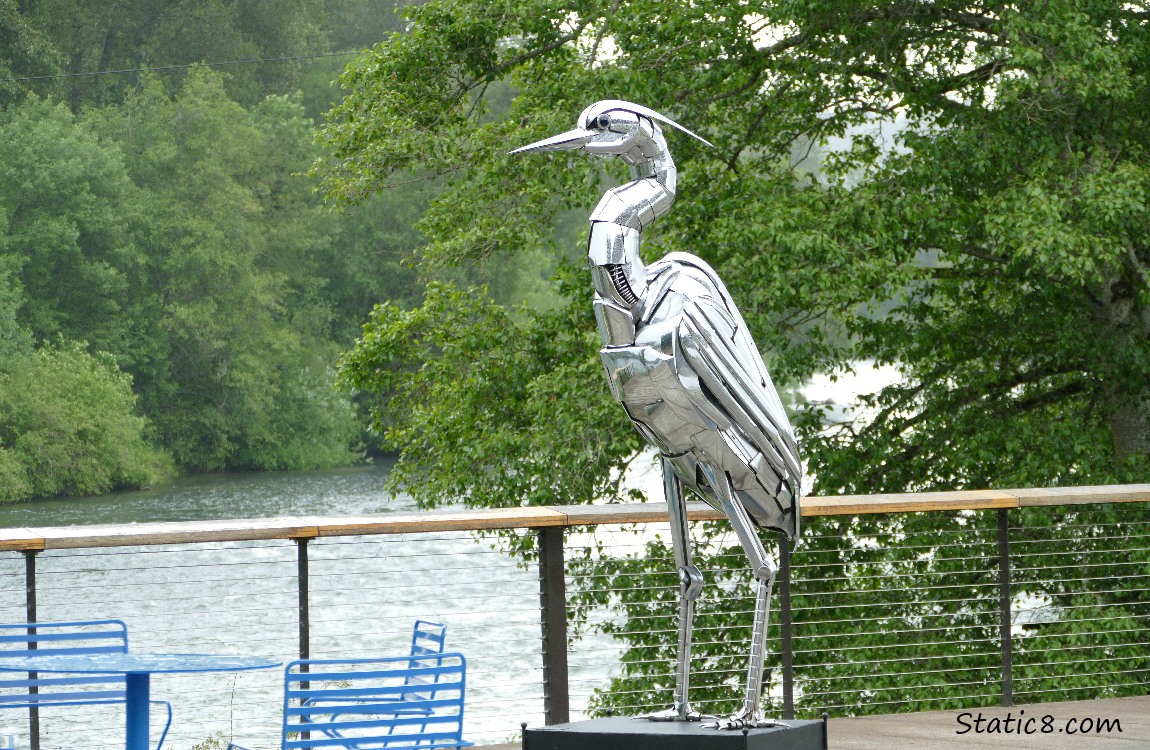 Heron Sculpture made of chrome