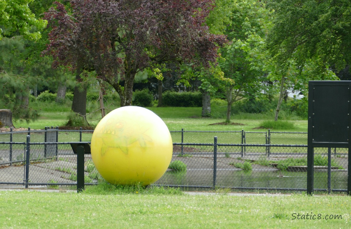 Yellow ball with faint graffiti