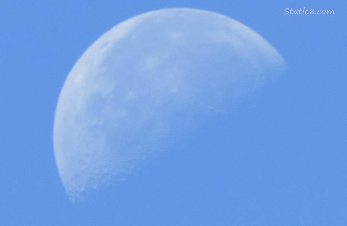 the moon in a blue sky