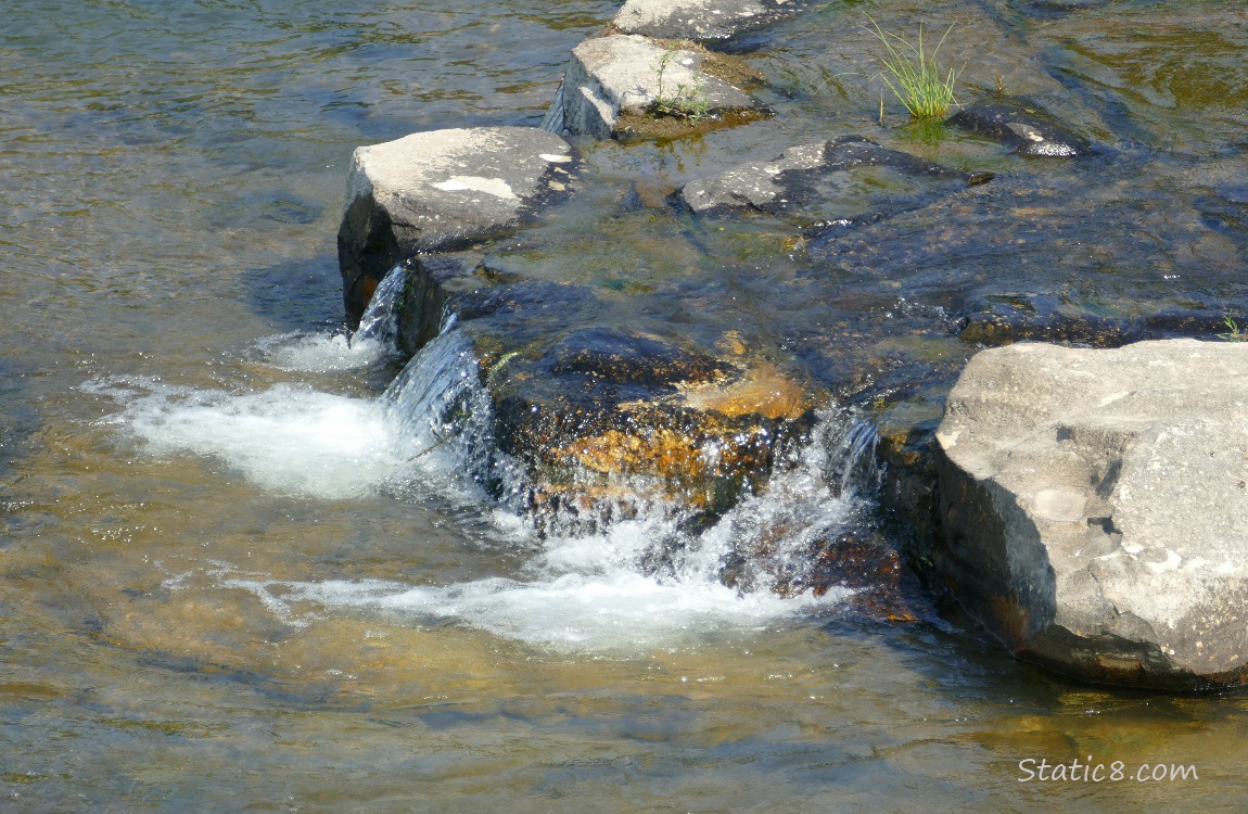 River water going over rocks