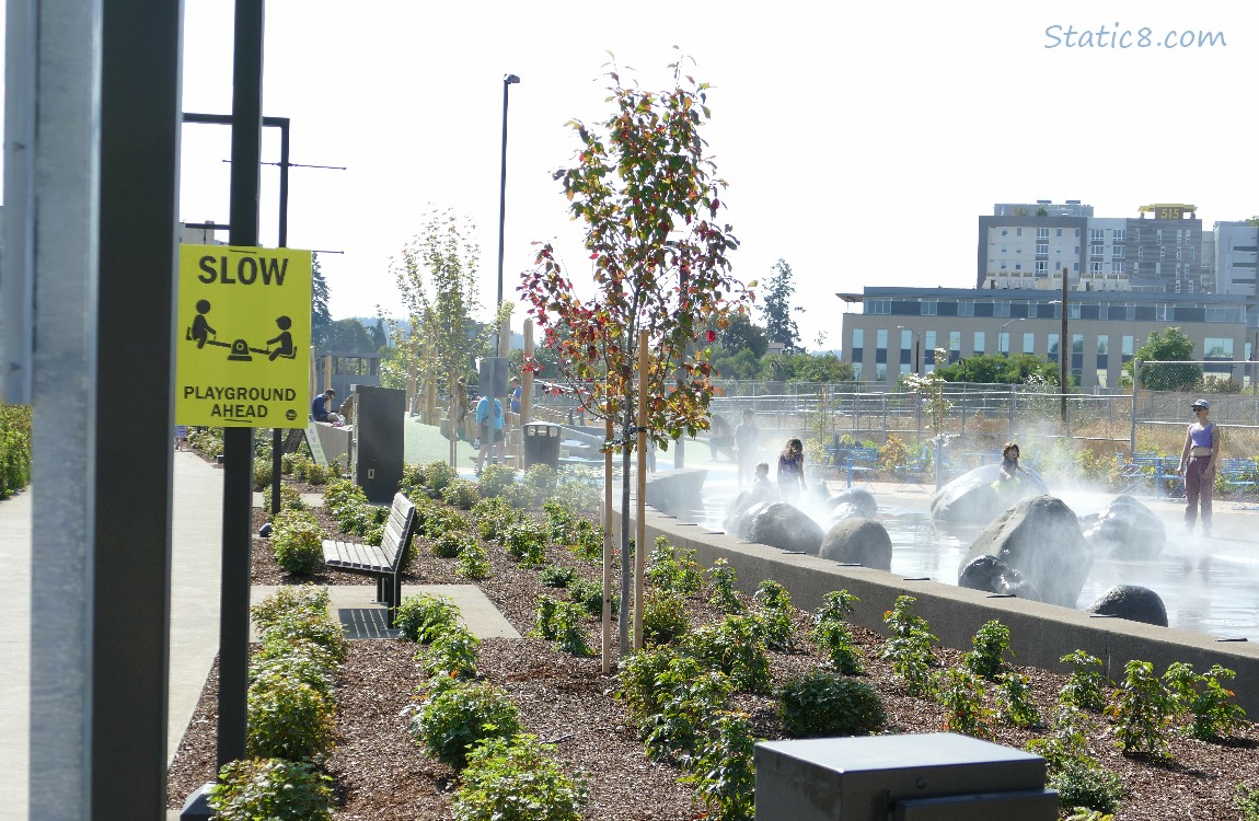 Splash pad near the bike path