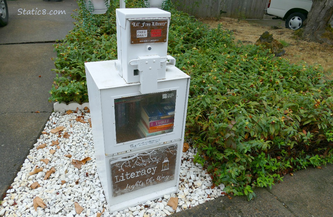 An old newspaper vending machine as a Little Free Library