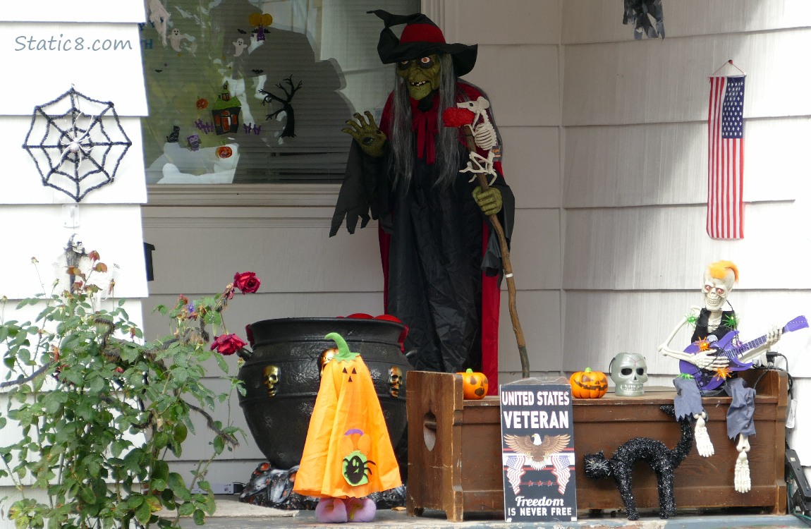 Halloween decorations on a porch