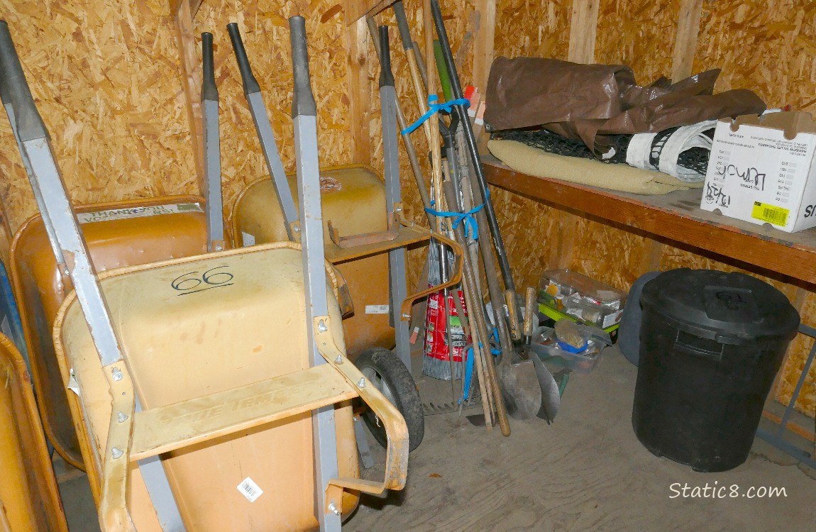 Garden tools in a shed