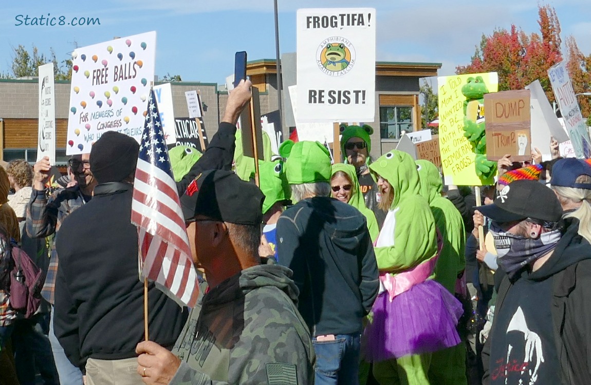 Protesters with signs