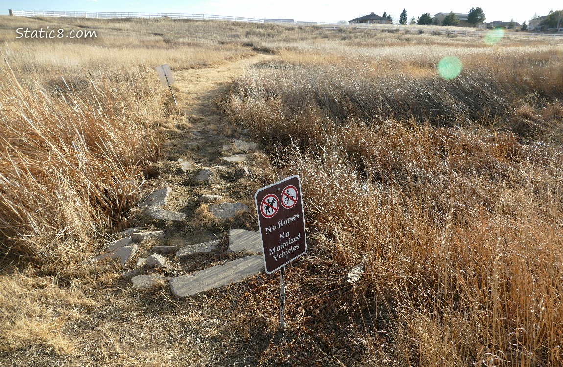 Rocky path with a sign that says No Horses