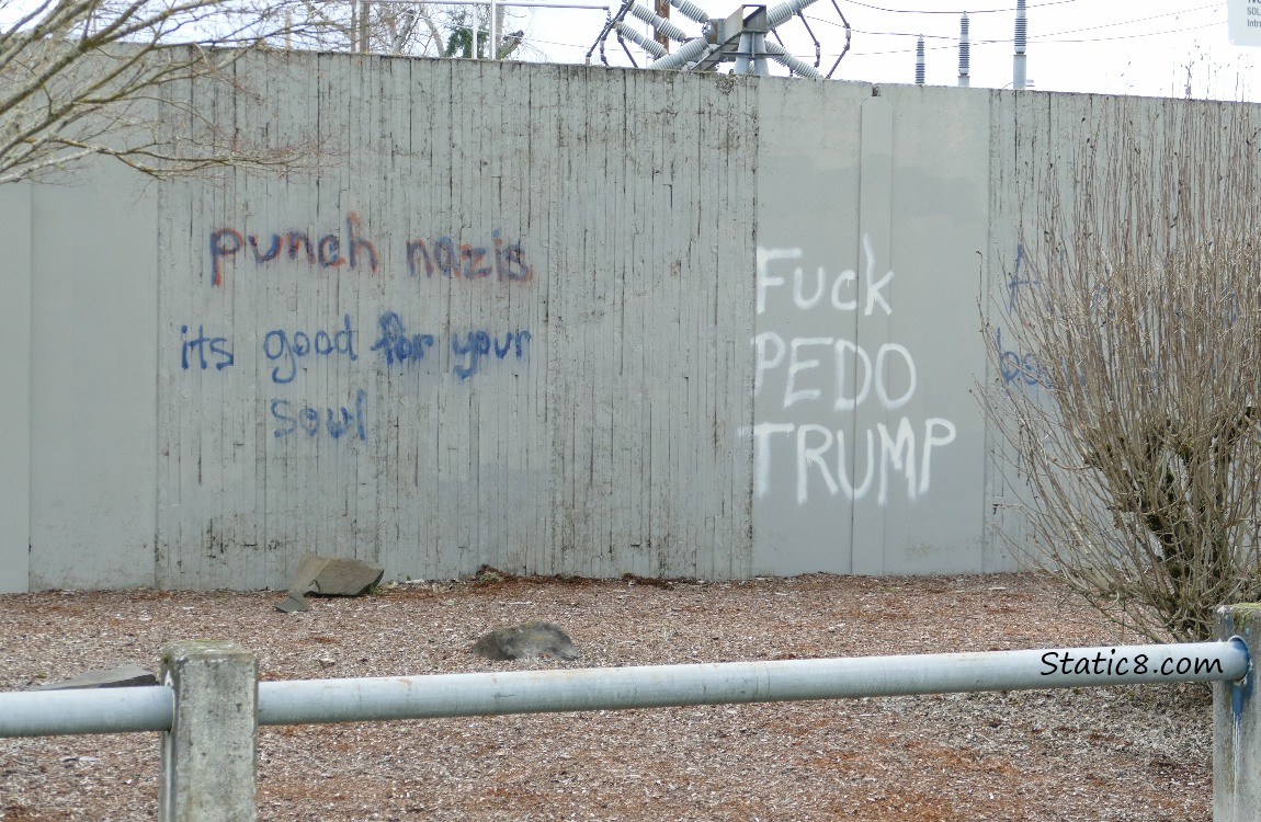 Graffiti on a plain grey wall