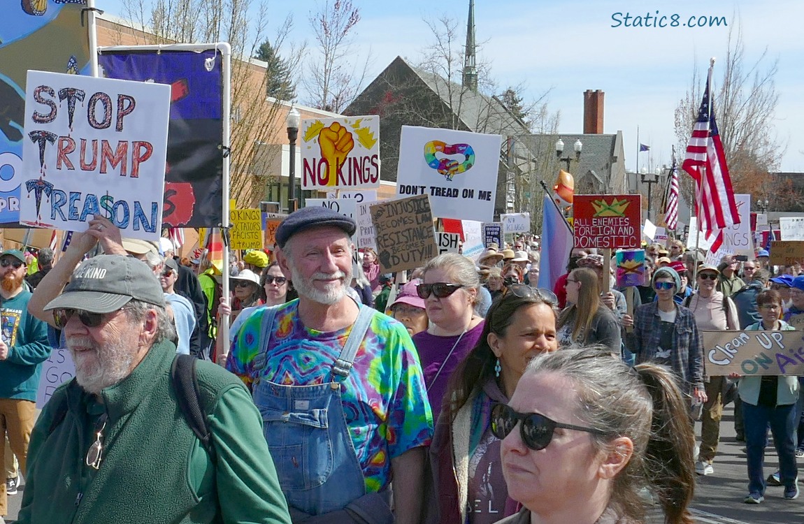 Protesters marching