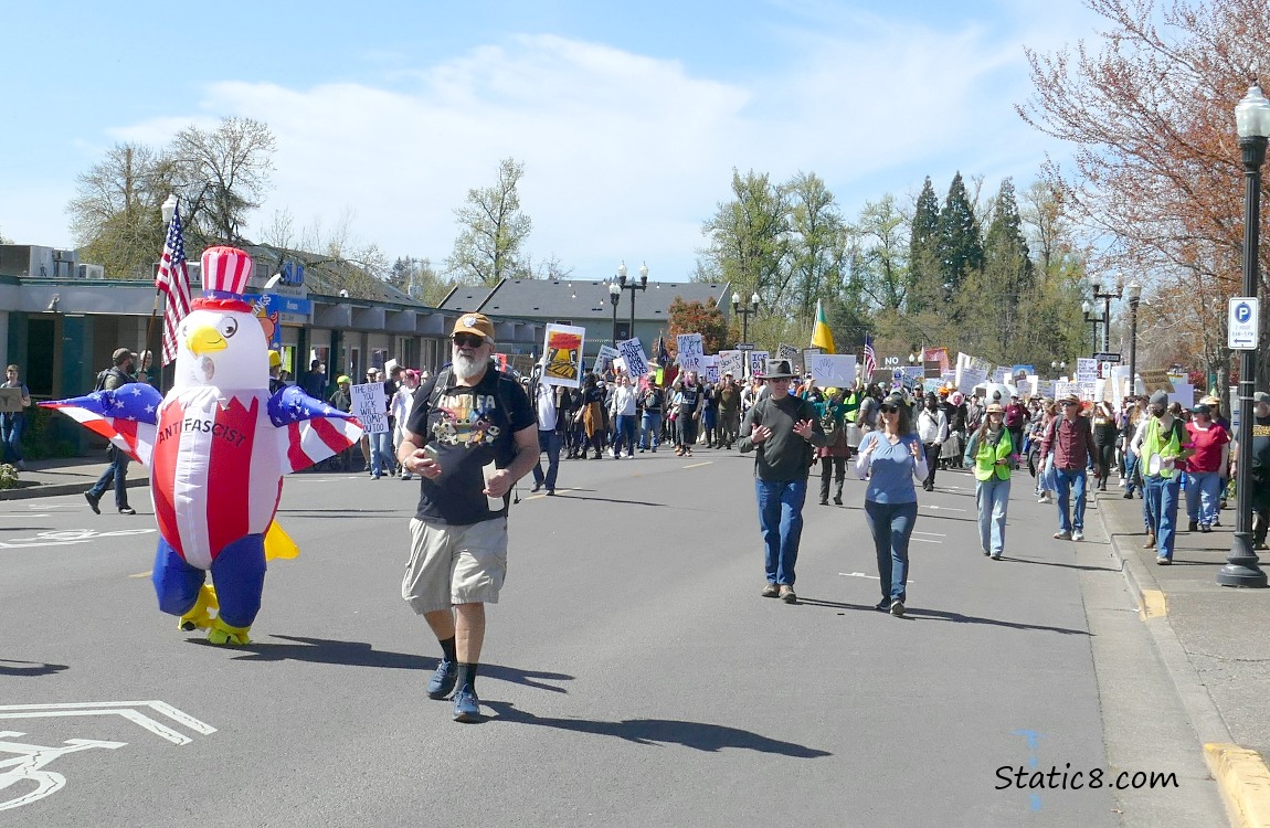 Protesters marching