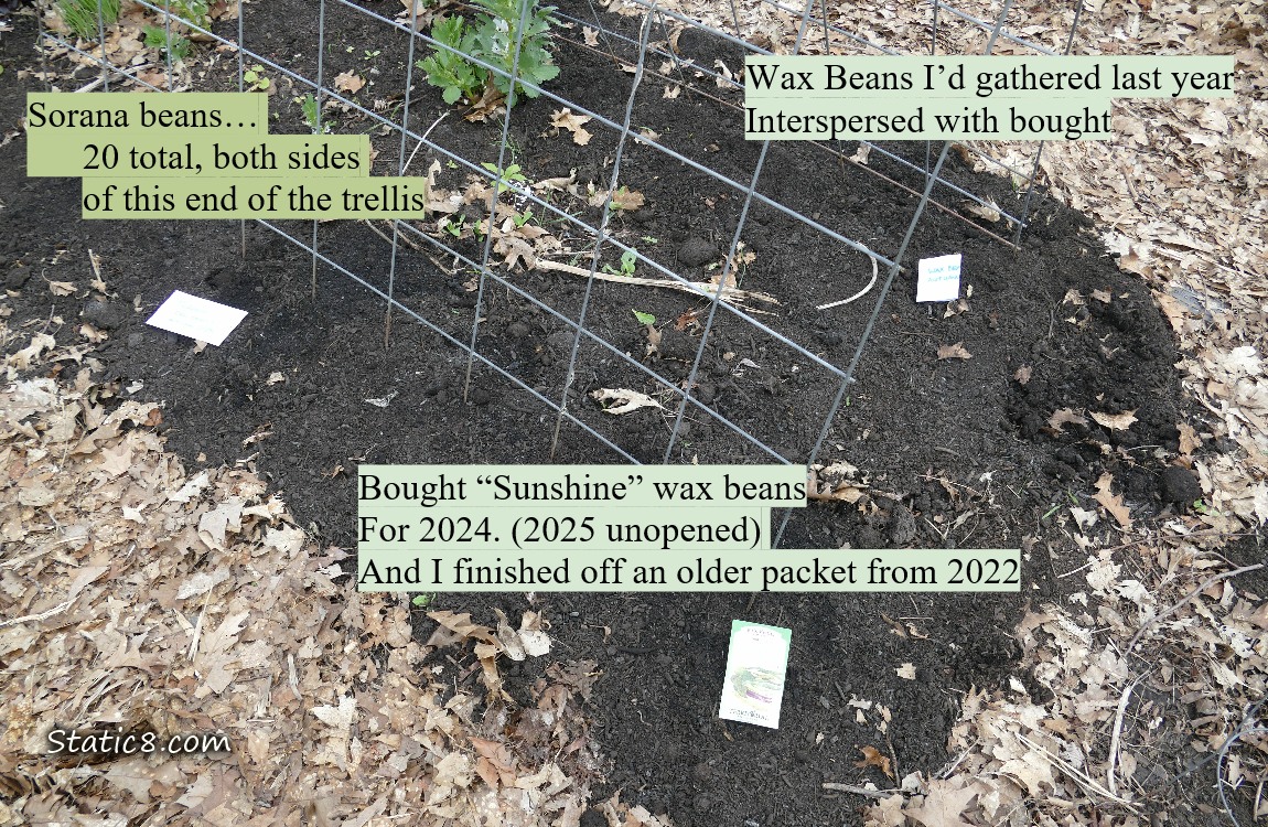 Garden plot with typed notes
